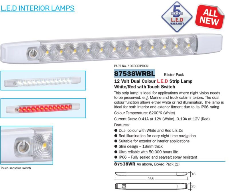 NARVA 12V/24V DUAL COLOUR STRIP LAMP