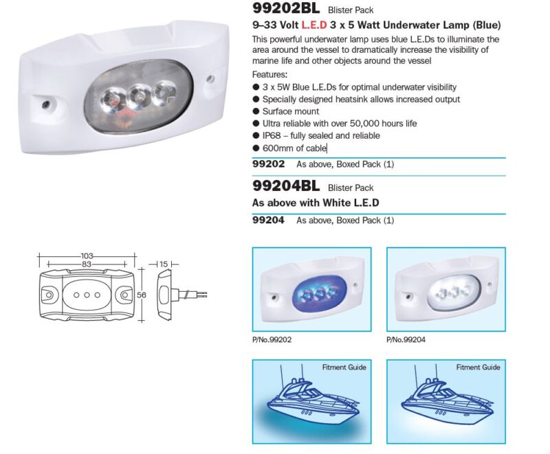 NARVA 12/24V LED UNDERWATER LIGHT(BLUE)