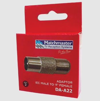 ADAPTOR F FEMALE TO IEC MALE 2PK RG6