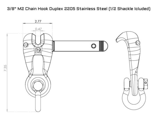 MANTUS M2 DUPLEX STEEL CHAIN HOOK 10MM - Image 2