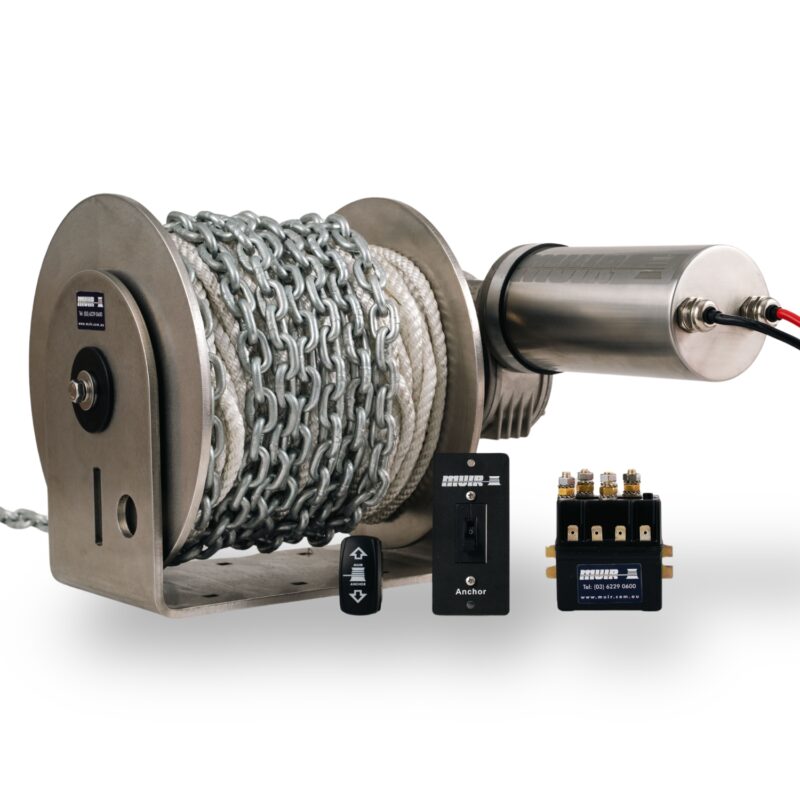 MUIR DRUM WINCH DW08 44/600 12V COMBO 80M 8MM ROPE 5M 6MM CH