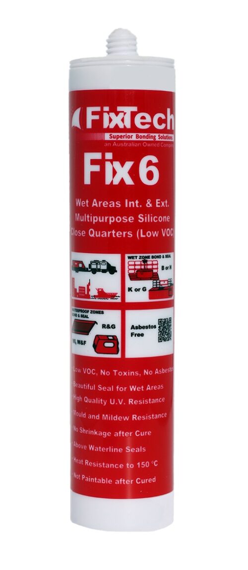 FIX6 WET AREA SILICONE GREY METAL ANTI MOULD 300ML (12)