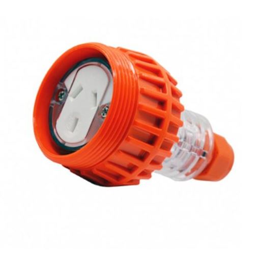 SOCKET EXT CORD 250V 15A 3 PIN FLAT POLYCARBONATE