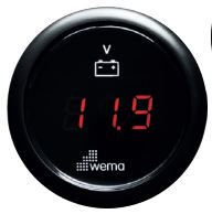 WEMA DIGITAL VLT MTR 8-32 VDC BLK DIAL BLK PLAS BZL 52MM
