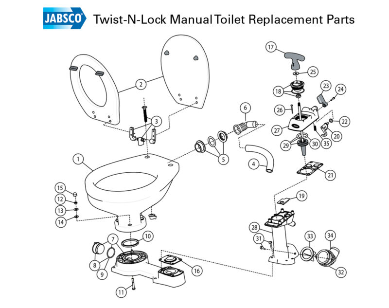 JABSCO REPLACEMENT MANUAL TOILET PUMP - Image 2