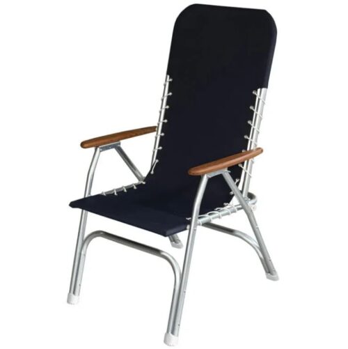 HIGH BACK ALUMINUM DECK CHAIR BLACK