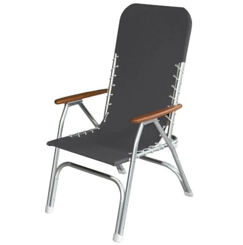 HIGH BACK ALUMINUM DECK CHAIR GRAY