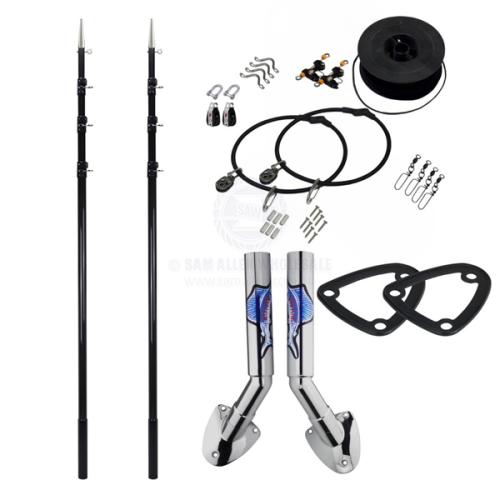 REELAX GUNWALE MOUNT OUTRIGGER KIT 4.5M TELESCOPIC CARBON 3K