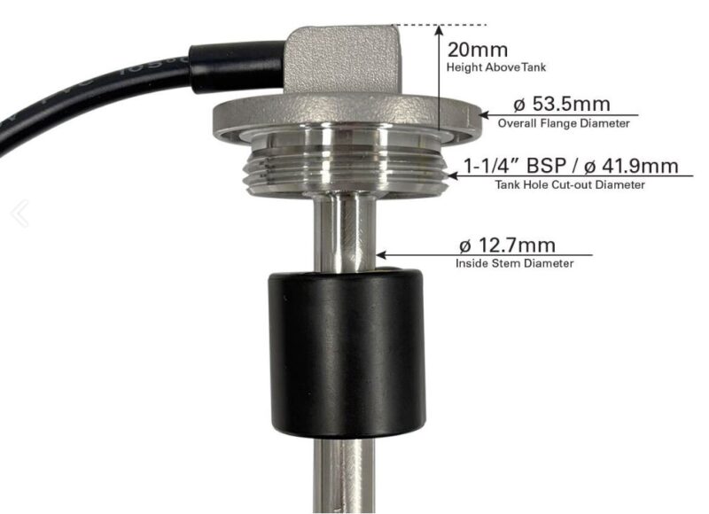 WEMA SENDER FUEL/WTR 1¼ BSP MNT 240-30 OHMS 150MM - Image 2