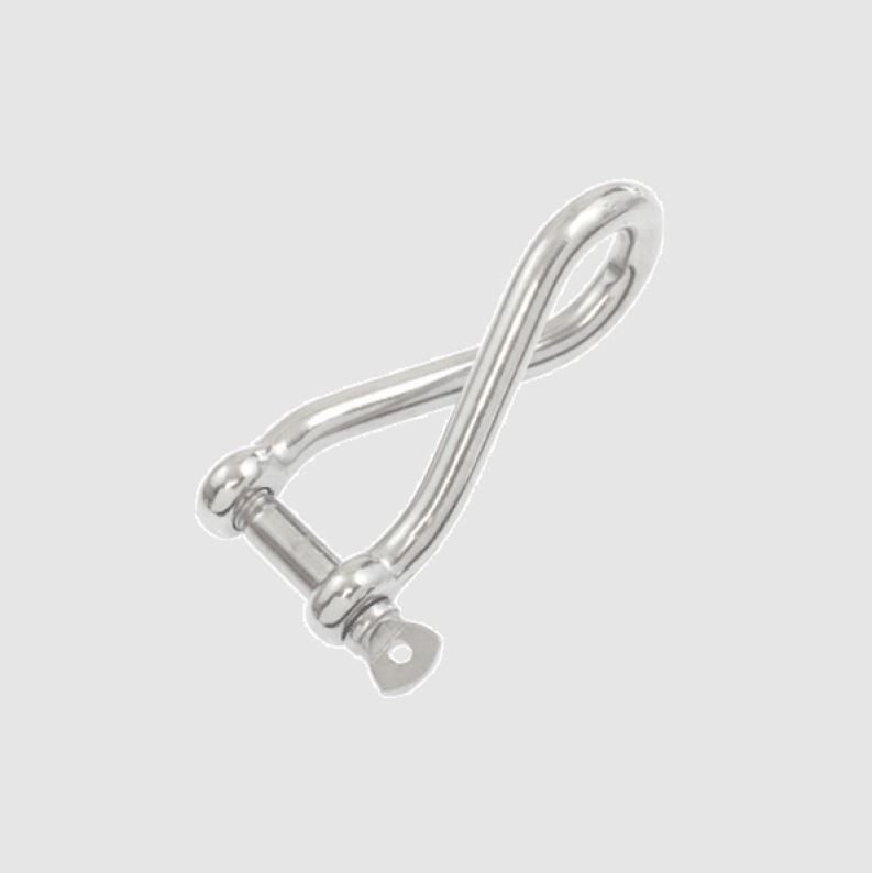 8MM CAST LONG TWISTED D SHACKLE SS 316