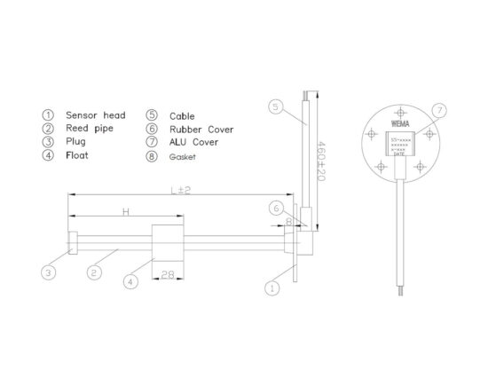 SENDER FUEL/WTR SAE 5 HL FLA MNT 240-30 OHMS 150MM - Image 5