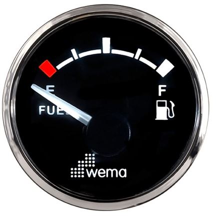 WEMA FUEL GAUGE BLK DIAL S/STEEL BZL 240-30 OHM 52MM