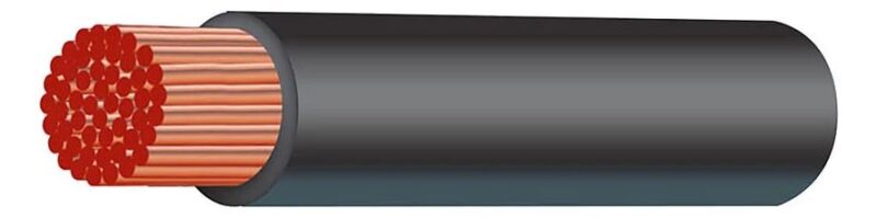 BLACK BATTERY CABLE 50MM 0B&S TINNED PER MTR