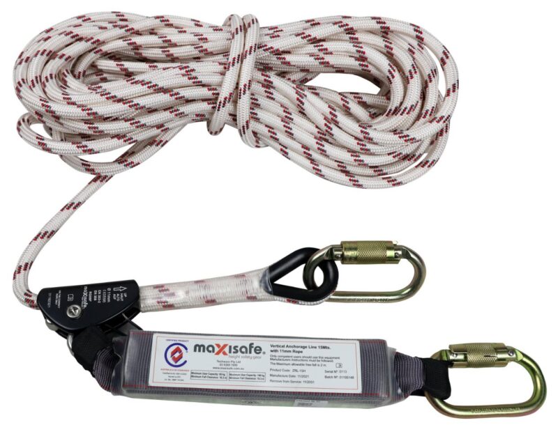 MAXISAFE 15M ROPE LINE INC SHOCK PACK
